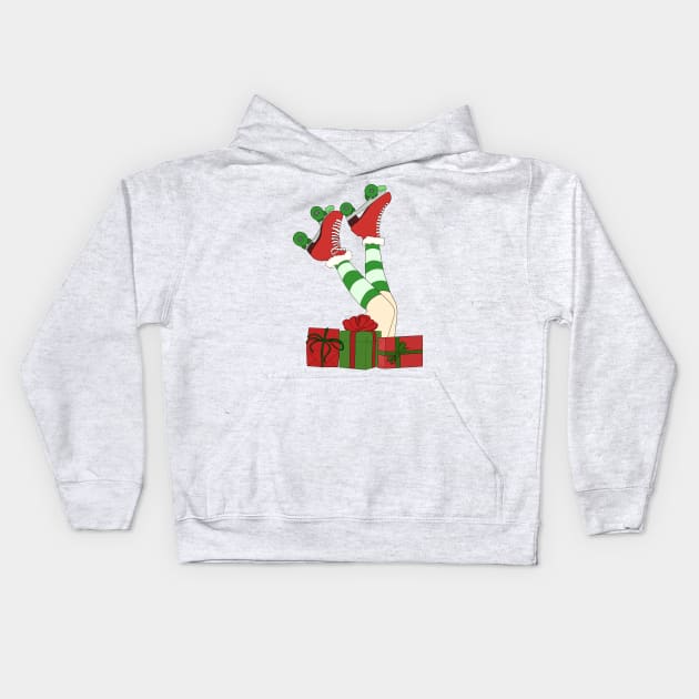 Christmas Skates Kids Hoodie by RiaoraCreations